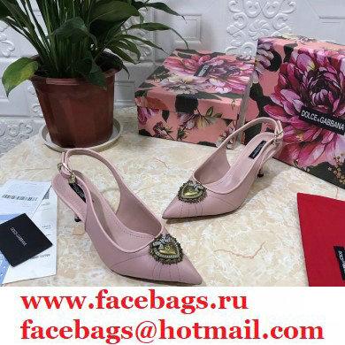 Dolce  &  Gabbana Heel 6.5cm Quilted Leather Devotion Slingbacks Light Pink 2021